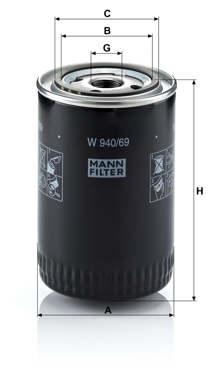 YAG FILTRESI IVECO DALY  500038753    A-93mm B-63mm C-72mm G-M22x1.5 H-143mm